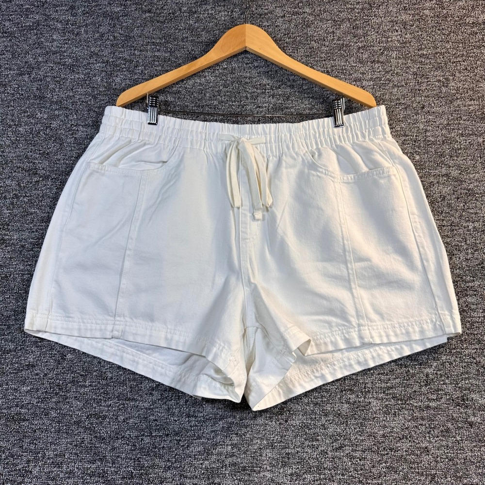 Universal Thread Womens XXL White Denim Pull On Drawstring Shorts High Rise 0557